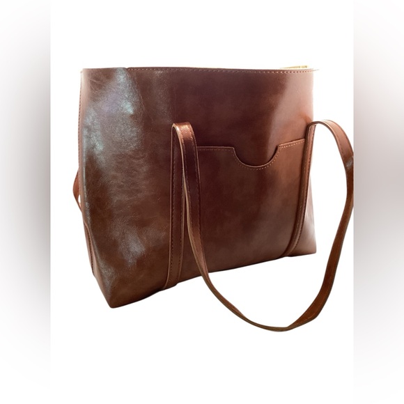 Vegan bag collection. 4 piece ensemble. Cognac Brown - Picture 4 of 16